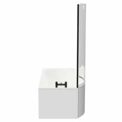 Plage 1500mm Left Hand P Shaped Shower Bath With Matt Black Bath Screen And White Acrylic Front Bath Panel 12 Plage 1500mm Left Hand P Shaped Shower Bath With Matt Black Bath Screen And White Acrylic Front Bath Panel -Wholesaledomestic Shop plage 1500mm left hand p shaped shower bath with matt black bath screen and white acrylic front bath panel side 54689.1691438795