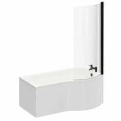Plage 1500mm Right Hand P Shaped Shower Bath With Matt Black Bath Screen And White Acrylic Front Bath Panel 10 Plage 1500mm Right Hand P Shaped Shower Bath With Matt Black Bath Screen And White Acrylic Front Bath Panel -Wholesaledomestic Shop plage 1500mm right hand p shaped shower bath with matt black bath screen and white acrylic front bath panel left 49174.1691438795