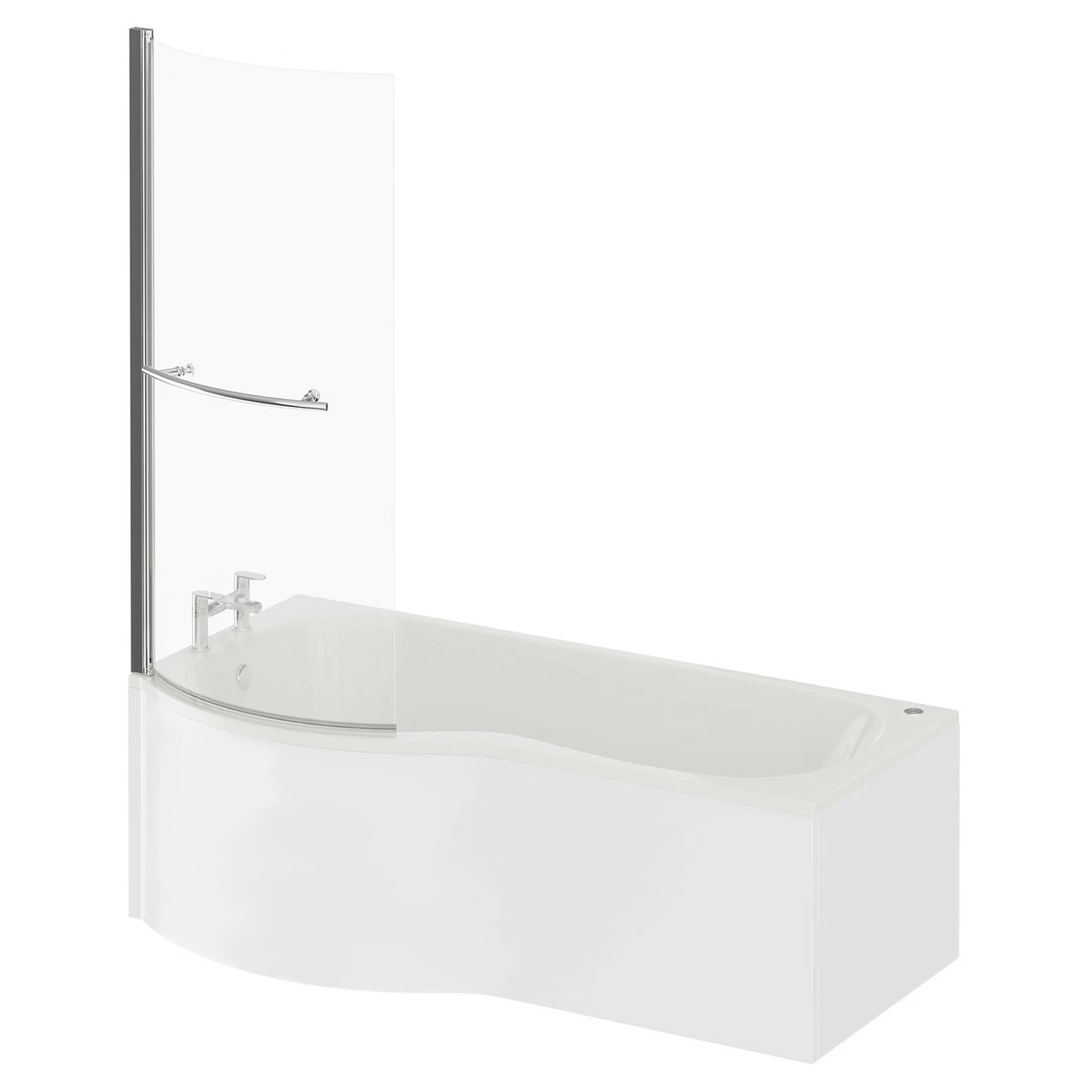 Plage 1700mm 12 Jet Chrome Easifit Left Hand P Shaped Spa Shower Bath With Towel Rail Bath Screen And Front Bath Panel 4 Plage 1700mm 12 Jet Chrome Easifit Left Hand P Shaped Spa Shower Bath With Towel Rail Bath Screen And Front Bath Panel - Image 2