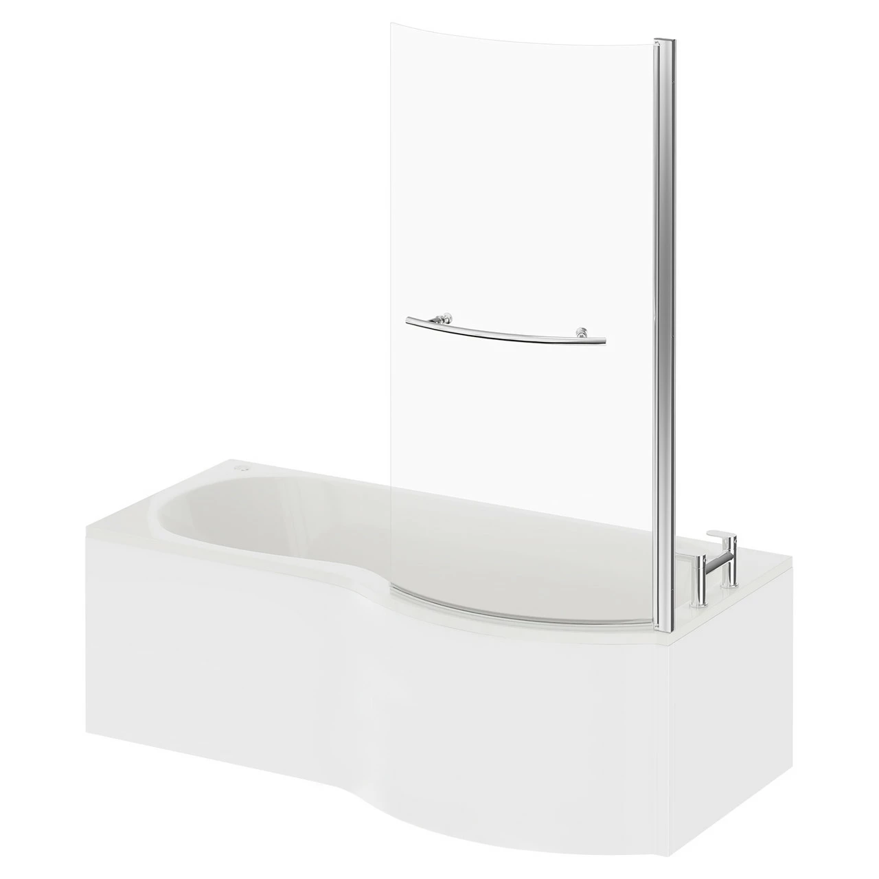 Plage 1700mm 12 Jet Chrome Easifit Right Hand P Shaped Spa Shower Bath With Towel Rail Bath Screen And Front Bath Panel 4 Plage 1700mm 12 Jet Chrome Easifit Right Hand P Shaped Spa Shower Bath With Towel Rail Bath Screen And Front Bath Panel - Image 2