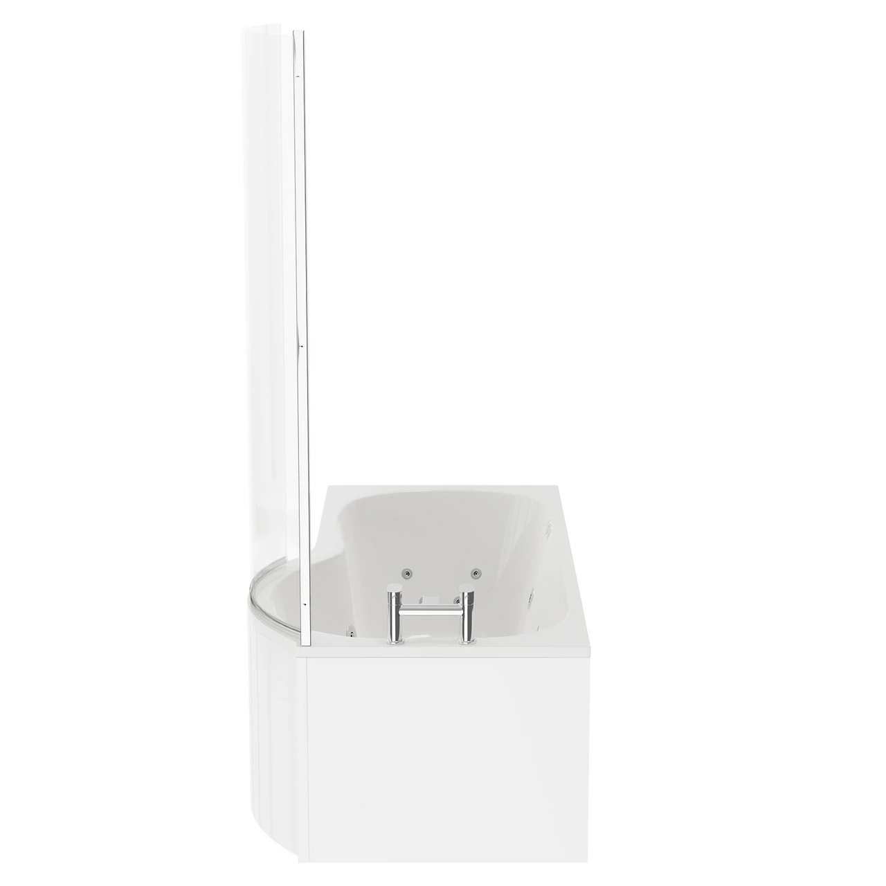 Plage 1700mm 12 Jet Chrome Flat Jet Right Hand P Shaped Whirlpool Shower Bath With Bath Screen And Front Bath Panel 7 Plage 1700mm 12 Jet Chrome Flat Jet Right Hand P Shaped Whirlpool Shower Bath With Bath Screen And Front Bath Panel - Image 5