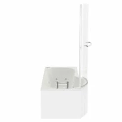 Plage 1700mm 12 Jet Chrome V-Tec Left Hand P Shaped Whirlpool Shower Bath With Towel Rail Bath Screen And Front Bath Panel -Wholesaledomestic Shop plage 1700mm 12 jet chrome v tec left hand p shaped whirlpool shower bath with towel rail bath screen and front bath panel side 21998.1691438801