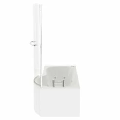 Plage 1700mm 12 Jet Chrome V-Tec Right Hand P Shaped Whirlpool Shower Bath With Towel Rail Bath Screen And Front Bath Panel -Wholesaledomestic Shop plage 1700mm 12 jet chrome v tec right hand p shaped whirlpool shower bath with towel rail bath screen and front bath panel side 08534.1691438801