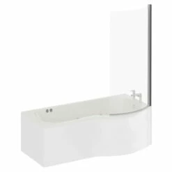 Plage 1700mm 6 Jet Chrome Flat Jet Right Hand P Shaped Whirlpool Shower Bath With Bath Screen And Front Bath Panel -Wholesaledomestic Shop plage 1700mm 6 jet chrome flat jet right hand p shaped whirlpool shower bath with bath screen and front bath panel left 60016.1691438805