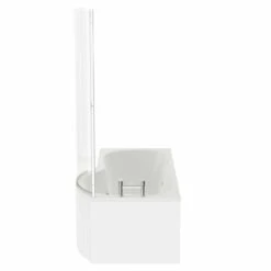 Plage 1700mm 6 Jet Chrome Flat Jet Right Hand P Shaped Whirlpool Shower Bath With Bath Screen And Front Bath Panel -Wholesaledomestic Shop plage 1700mm 6 jet chrome flat jet right hand p shaped whirlpool shower bath with bath screen and front bath panel side 42263.1691438805