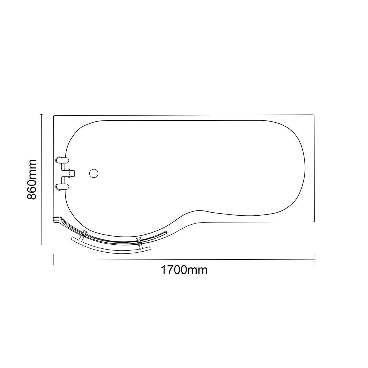 Plage 1700mm Left Hand P Shape Shower Bath With Towel Rail Bath Screen And Front Bath Panel - Image 6
