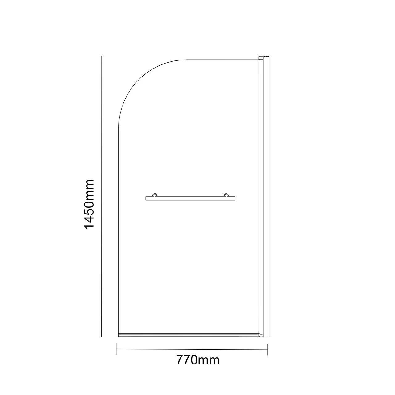 Polished Chrome 770mm Single Section Rounded Corner Bath Shower Screen With Towel Rail 6 Polished Chrome 770mm Single Section Rounded Corner Bath Shower Screen With Towel Rail - Image 4