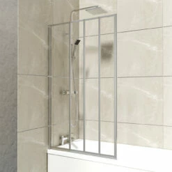Polished Chrome 840mm Four Fold Shower Screen
