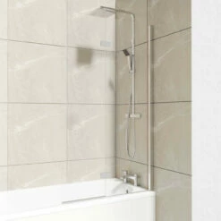 Polished Chrome 875mm Right Hand Two Panel Infold Bath Shower Screen