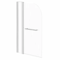 Polished Chrome 985mm Extended Rounded Corner Bath Shower Screen With Towel Rail