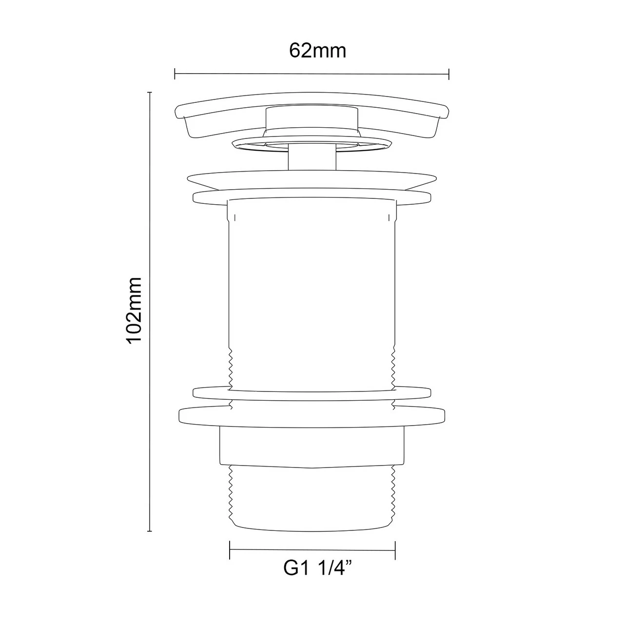 Polished Chrome Square Cap Unslotted Click Clack Basin Waste 8 Polished Chrome Square Cap Unslotted Click Clack Basin Waste - Image 6