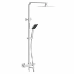Polished Chrome Square Thermostatic Rigid Riser And Handset Shower System With Bath Spout 10 Polished Chrome Square Thermostatic Rigid Riser And Handset Shower System With Bath Spout -Wholesaledomestic Shop polished chrome square thermostatic rigid riser and handset shower system with bath spout left 52870.1658132876