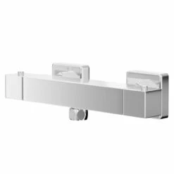 Quattro Polished Chrome Square Thermostatic Bar Shower Valve