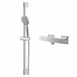 Quattro Polished Chrome Thermostatic Bar Valve Mixer Shower With Avon Shower Slide Rail Kit