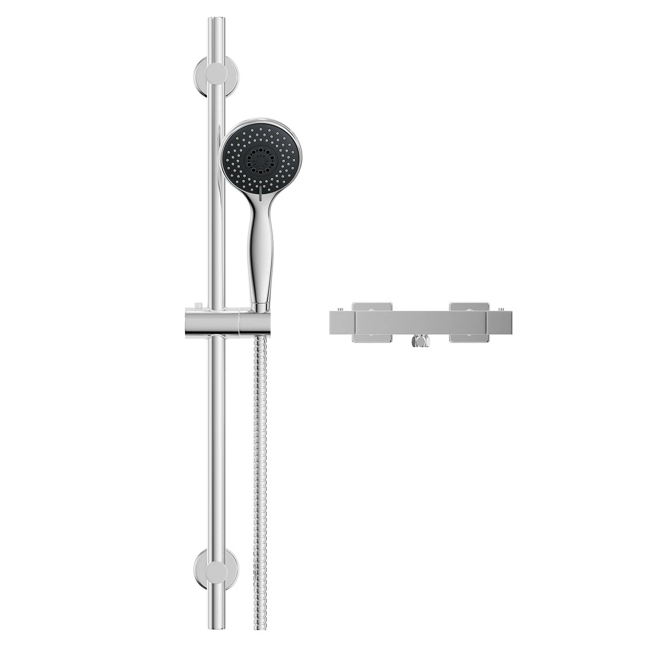 Quattro Polished Chrome Thermostatic Bar Valve Mixer Shower With Clyde Shower Slide Rail Kit - Image 2