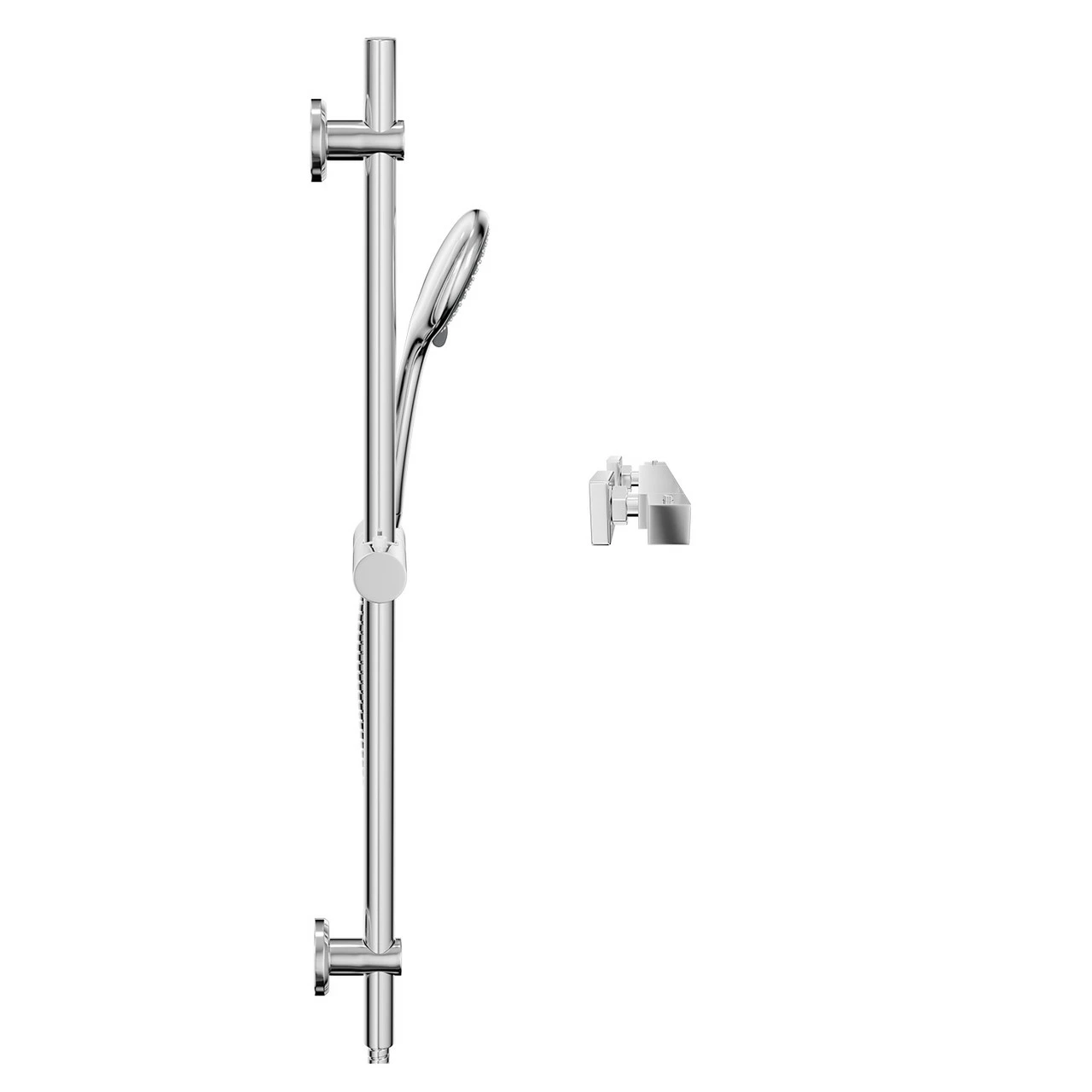 Quattro Polished Chrome Thermostatic Bar Valve Mixer Shower With Clyde Shower Slide Rail Kit - Image 4