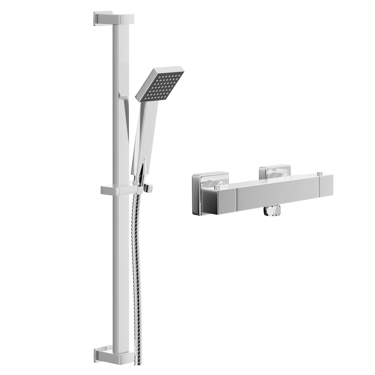 Quattro Polished Chrome Thermostatic Bar Valve Mixer Shower With Thames Shower Slide Rail Kit 5 Quattro Polished Chrome Thermostatic Bar Valve Mixer Shower With Thames Shower Slide Rail Kit - Image 3