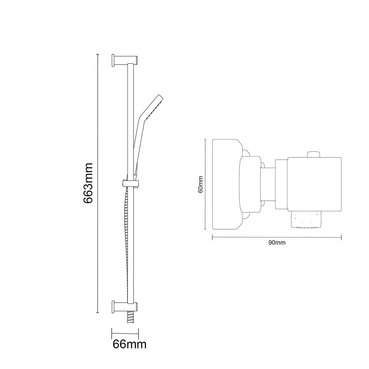 Quattro Polished Chrome Thermostatic Bar Valve Mixer Shower With Thames Shower Slide Rail Kit 8 Quattro Polished Chrome Thermostatic Bar Valve Mixer Shower With Thames Shower Slide Rail Kit - Image 6