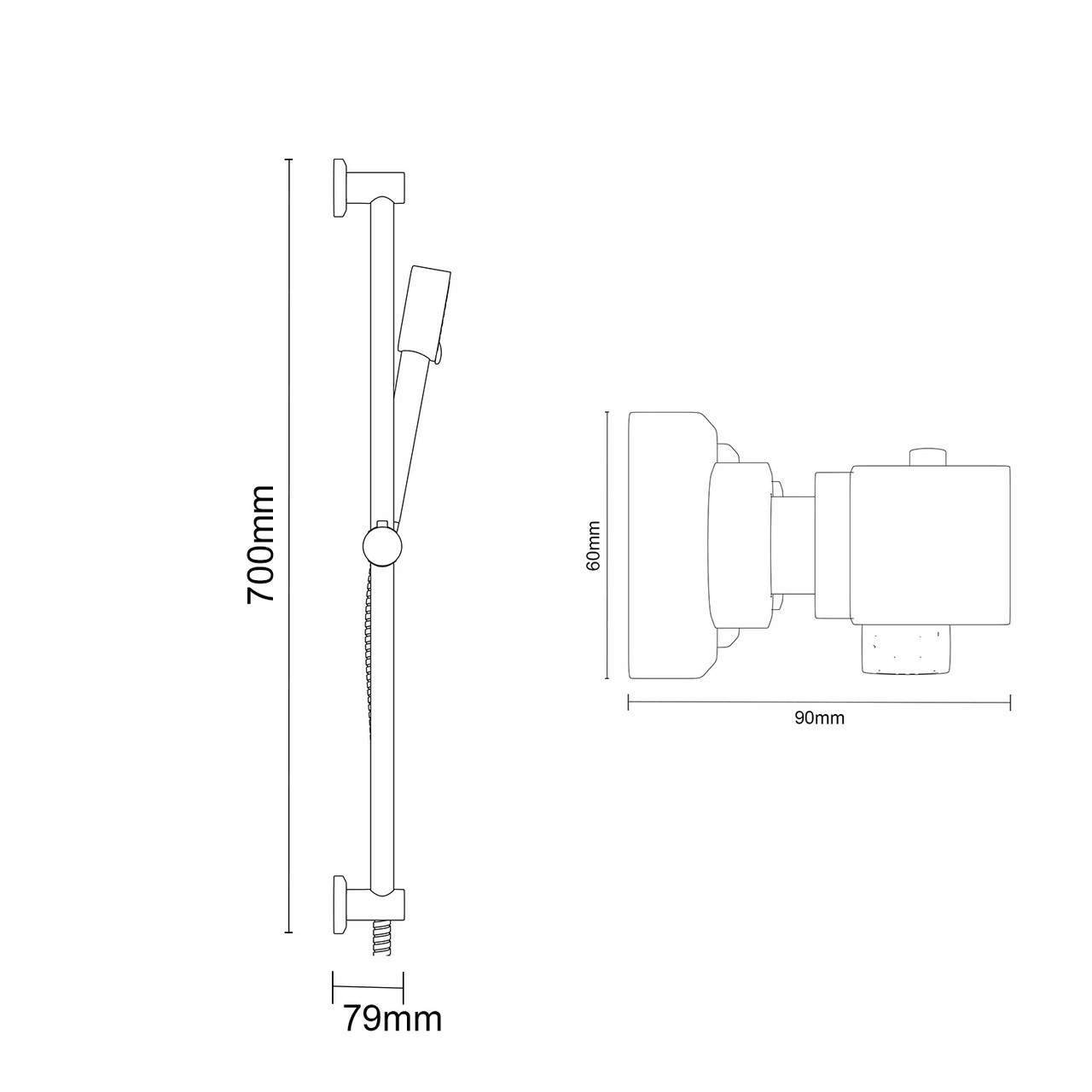 Quattro Polished Chrome Thermostatic Bar Valve Mixer Shower With Tyne Shower Slide Rail Kit 8 Quattro Polished Chrome Thermostatic Bar Valve Mixer Shower With Tyne Shower Slide Rail Kit - Image 6