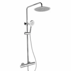 RAK Compact Round Exposed Thermostatic Shower Column With Fixed Head And Shower Kit - RAKSHW6003