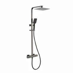 RAK Compact Square Black Chrome Exposed Thermostatic Shower Column With Fixed Head And Shower Kit - RAKSHW6004