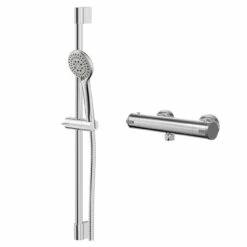 Rondi Polished Chrome Thermostatic Bar Valve Mixer Shower With Avon Shower Slide Rail Kit