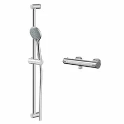 Rondi Polished Chrome Thermostatic Bar Valve Mixer Shower With Sark Shower Slide Rail Kit
