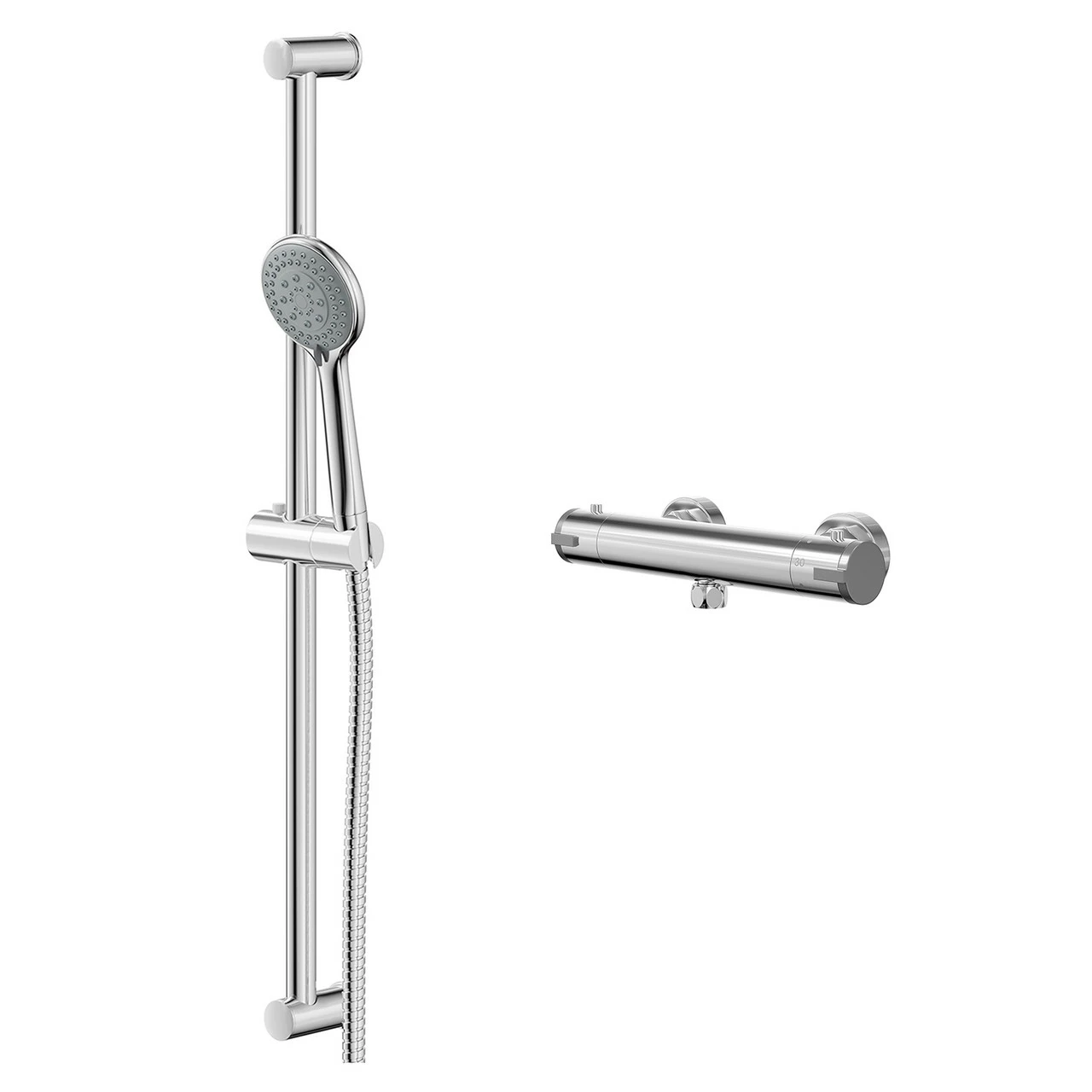 Rondi Polished Chrome Thermostatic Bar Valve Mixer Shower With Sark Shower Slide Rail Kit
