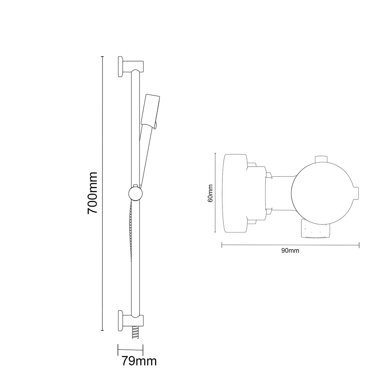 Rondi Polished Chrome Thermostatic Bar Valve Mixer Shower With Tyne Shower Slide Rail Kit 8 Rondi Polished Chrome Thermostatic Bar Valve Mixer Shower With Tyne Shower Slide Rail Kit - Image 6