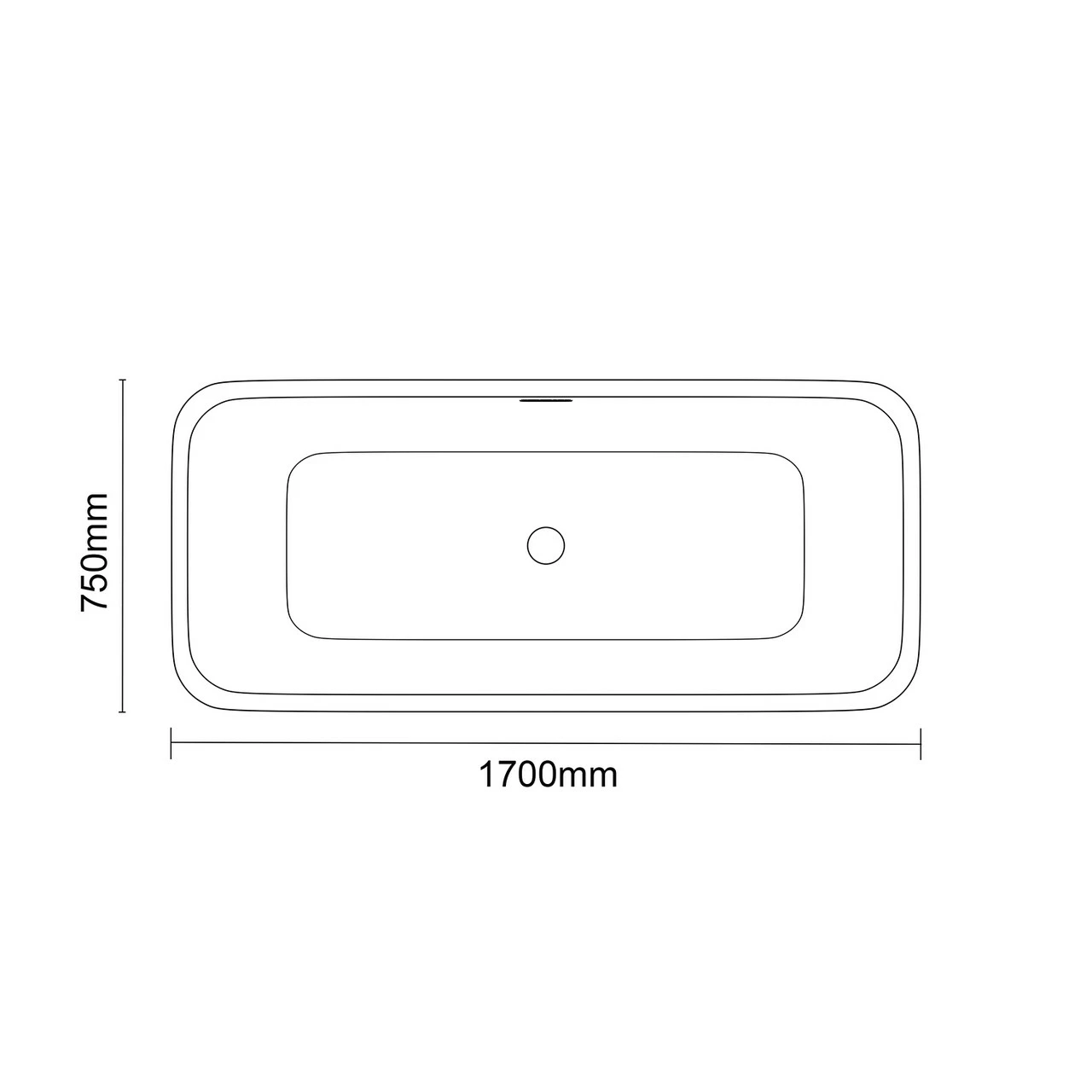 Sharm 1700mm X 750mm Freestanding Double Ended Bath 8 Sharm 1700mm X 750mm Freestanding Double Ended Bath - Image 6