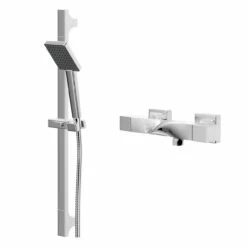 Twist Polished Chrome Thermostatic Bar Valve Mixer Shower With Severn Shower Slide Rail Kit