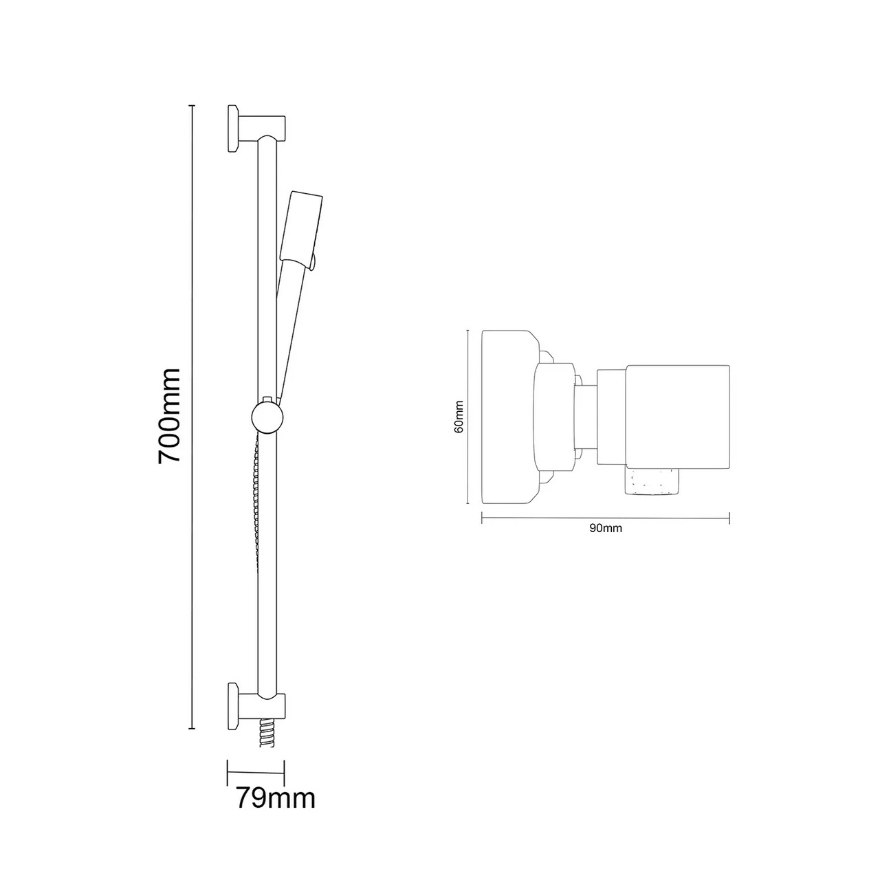 Windsor. Twist Polished Chrome Thermostatic Bar Valve Mixer Shower With Tyne Shower Slide Rail Kit 7 Windsor. Twist Polished Chrome Thermostatic Bar Valve Mixer Shower With Tyne Shower Slide Rail Kit - Image 5