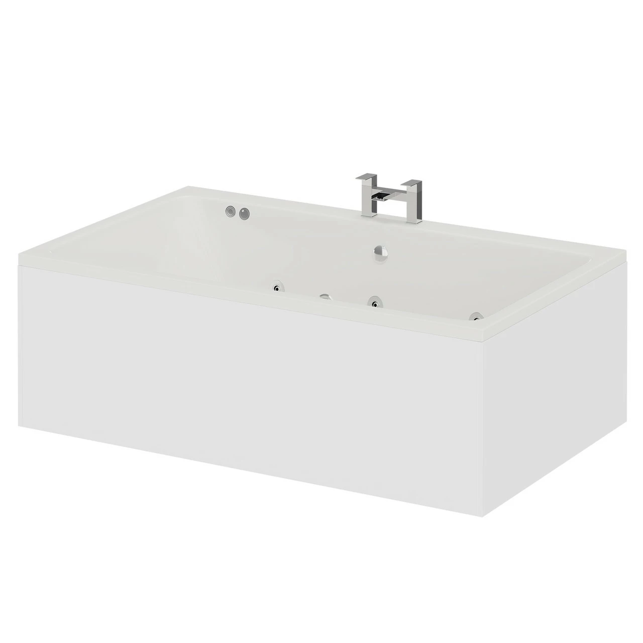 Verna 1800mm X 1100mm 12 Jet Chrome Flat Jet Double Ended Whirlpool Bath - Image 2