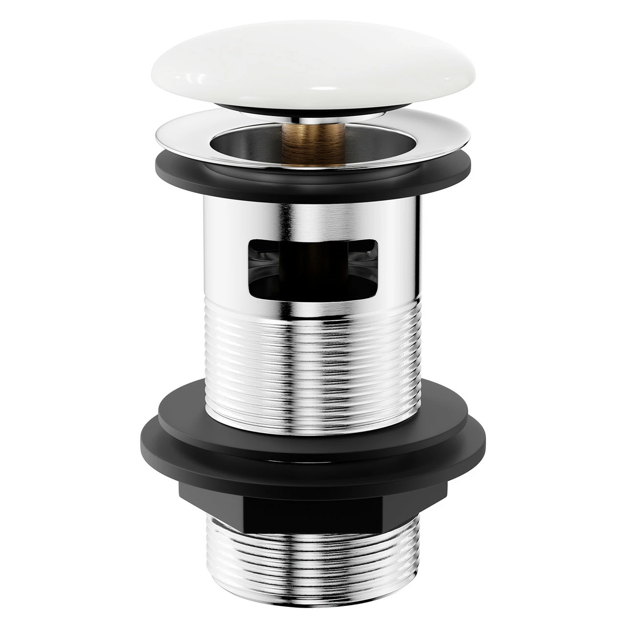 White Ceramic Top Slotted Click Clack Basin Waste 4 White Ceramic Top Slotted Click Clack Basin Waste - Image 2